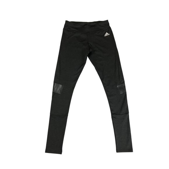 Adidas Women's Heathered Black Activewear Running Leggings Logo 32" Inseam SZ M - Picture 1 of 7